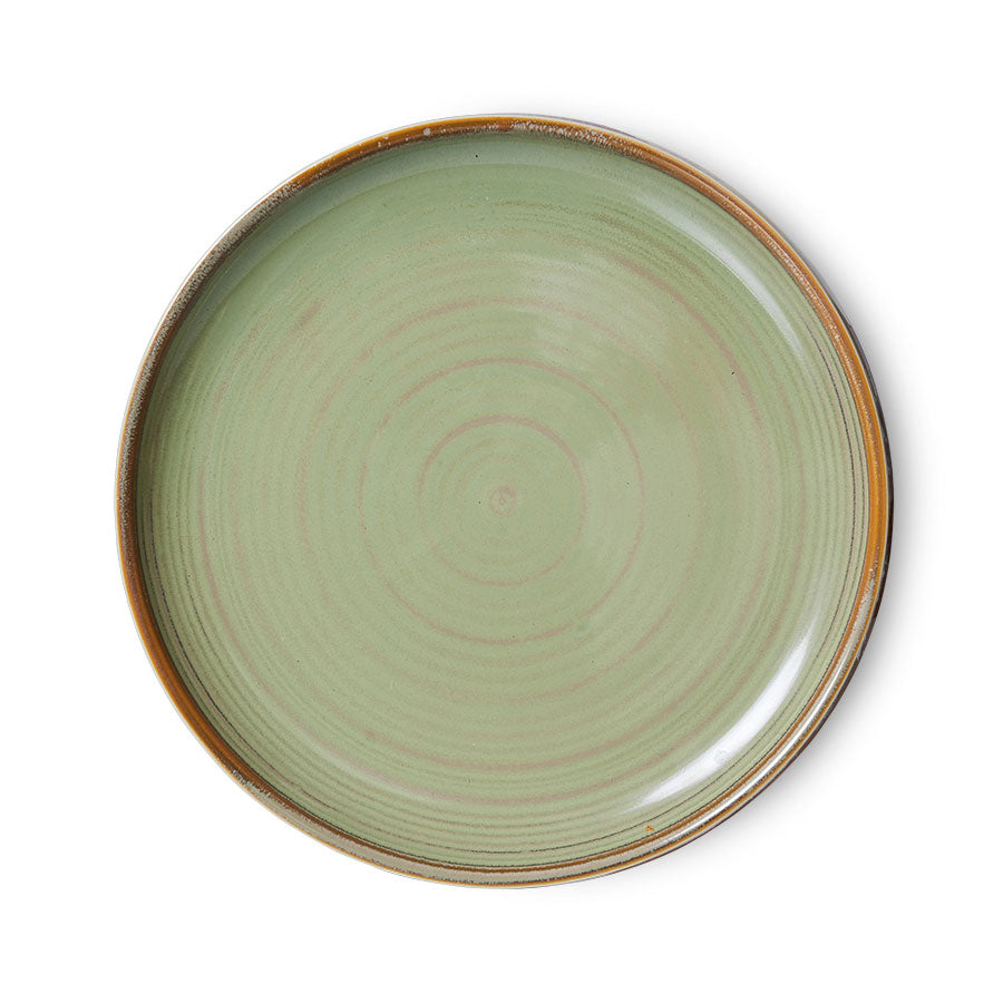 HKliving Teller Kuchenteller MOSS GREEN Chef Ceramics hellgrün | Ø20x2,8cm