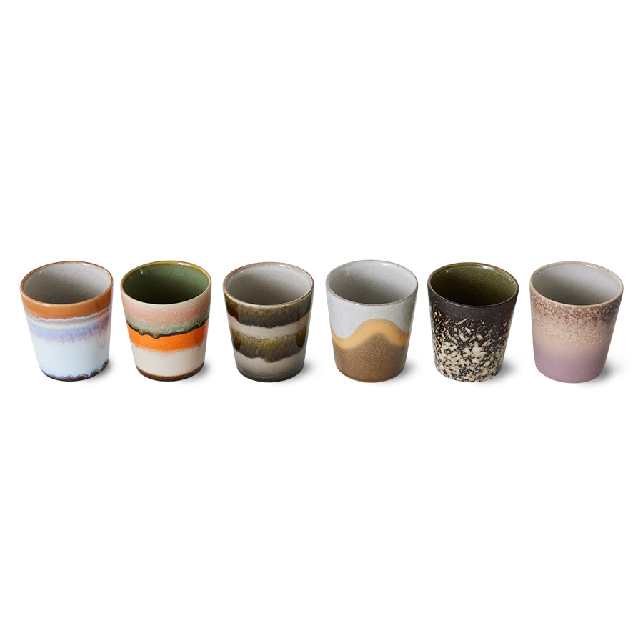 HKliving Becher ELEMENTS Coffee Mug 70's bunt 6er Set | 7,5x7,5x8cm
