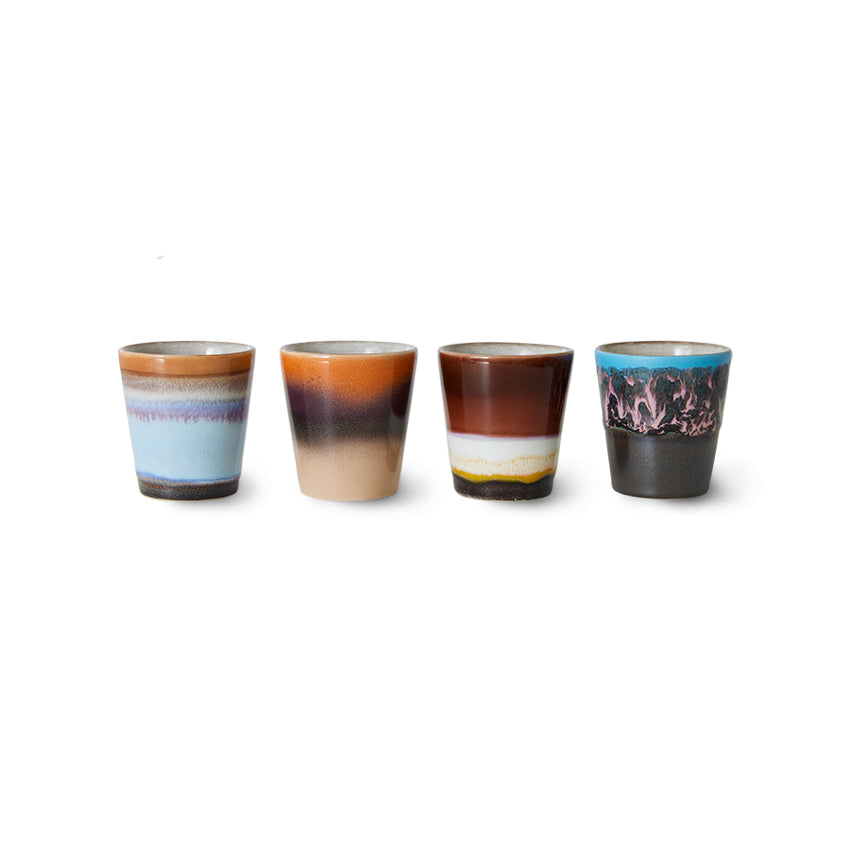 HKliving Ristretto Mugs SOLAR 70´s bunt 4er Set | 6x6x6cm