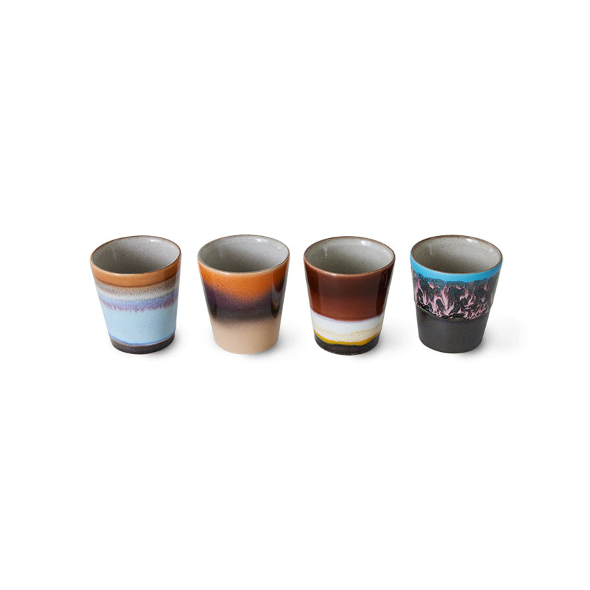 HKliving Ristretto Mugs SOLAR 70´s bunt 4er Set | 6x6x6cm