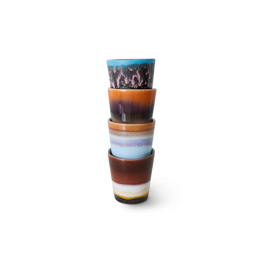 HKliving Ristretto Mugs SOLAR 70´s bunt 4er Set | 6x6x6cm