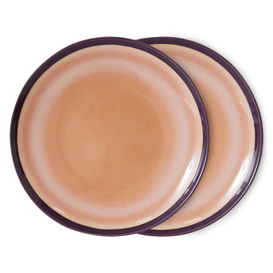 HKliving Teller BEDROCK 70s Ceramics bunt 2er Set | Ø27,5x2cm