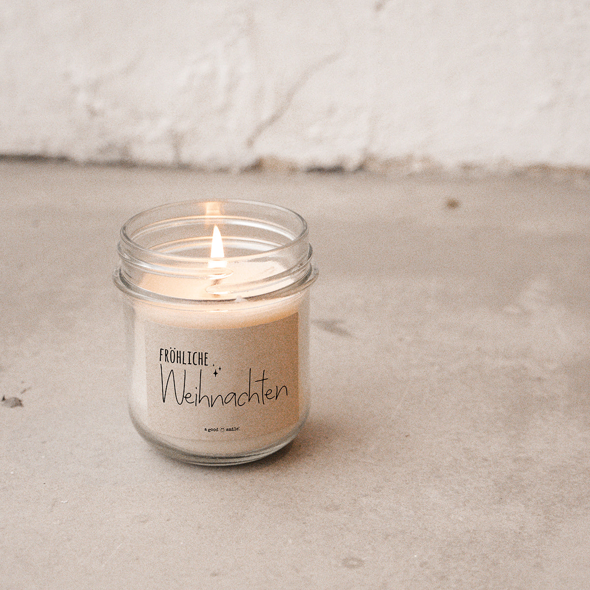 a good smile Kerze im Glas FRÖHLICHE WEIHNACHTEN | 7x8cm