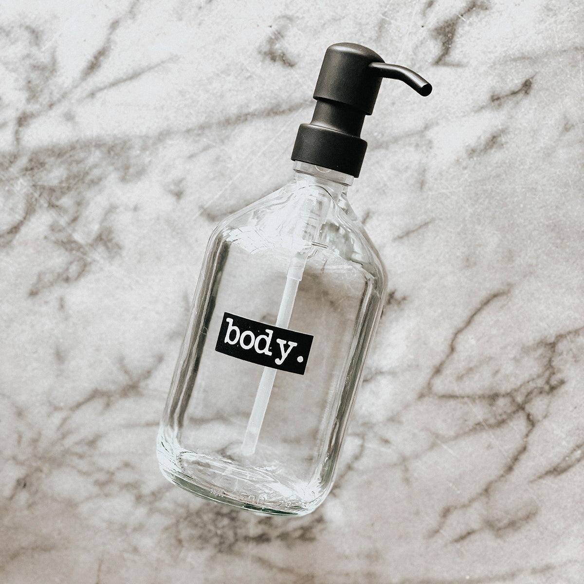 a good smile Seifenspender DIY Glas klar Edelstahlspender schwarz 500ml