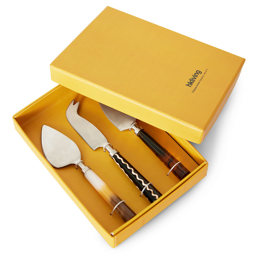 HKliving Käsemesser Cheese Knives HAVANA 3er Set braun