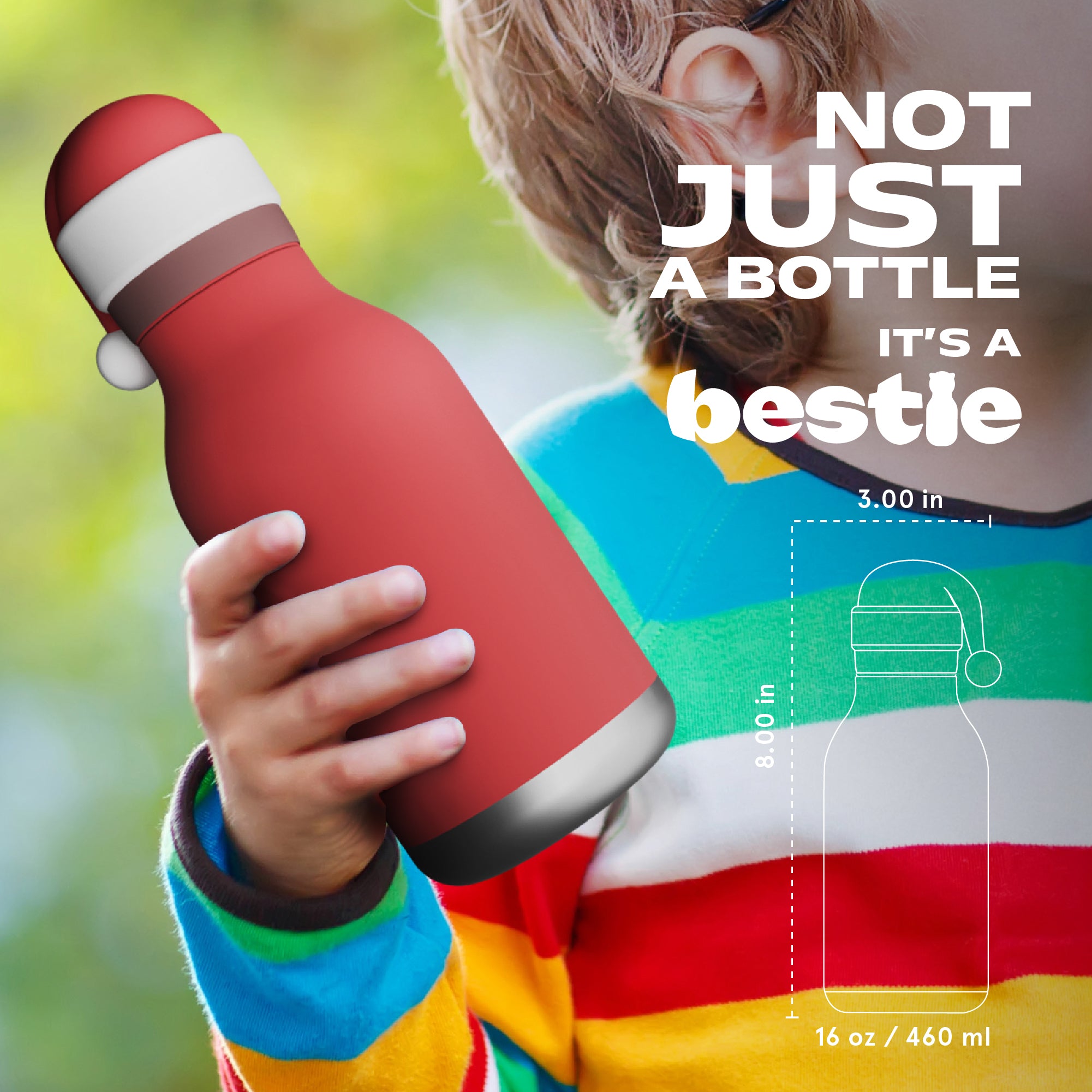 Asobu® Kindertrinkflasche BESTIE mit Strohhalm 460ml - SANTA