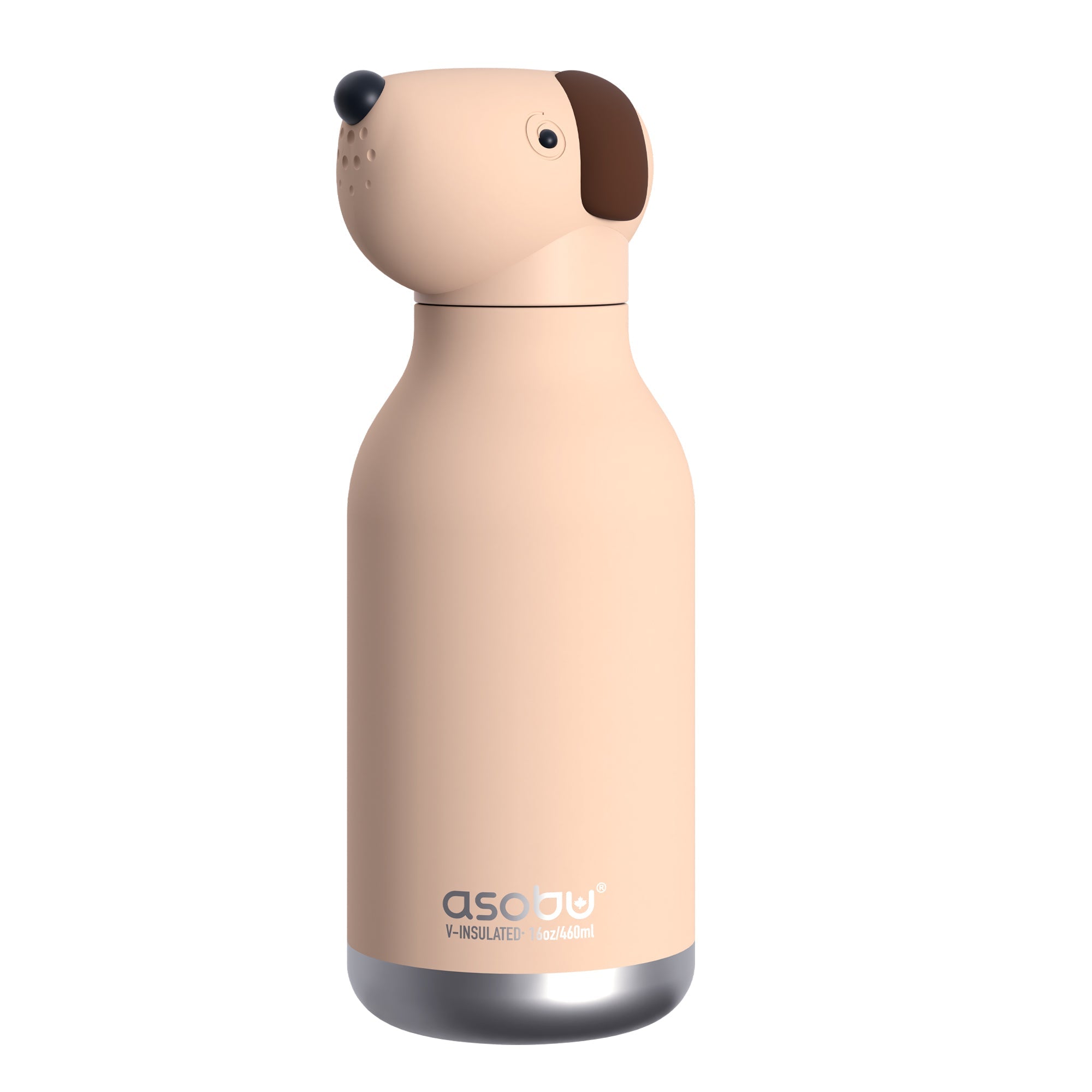 Asobu® Kindertrinkflasche BESTIE mit Strohhalm 460ml - BRAUNER HUND - Sir Henrys