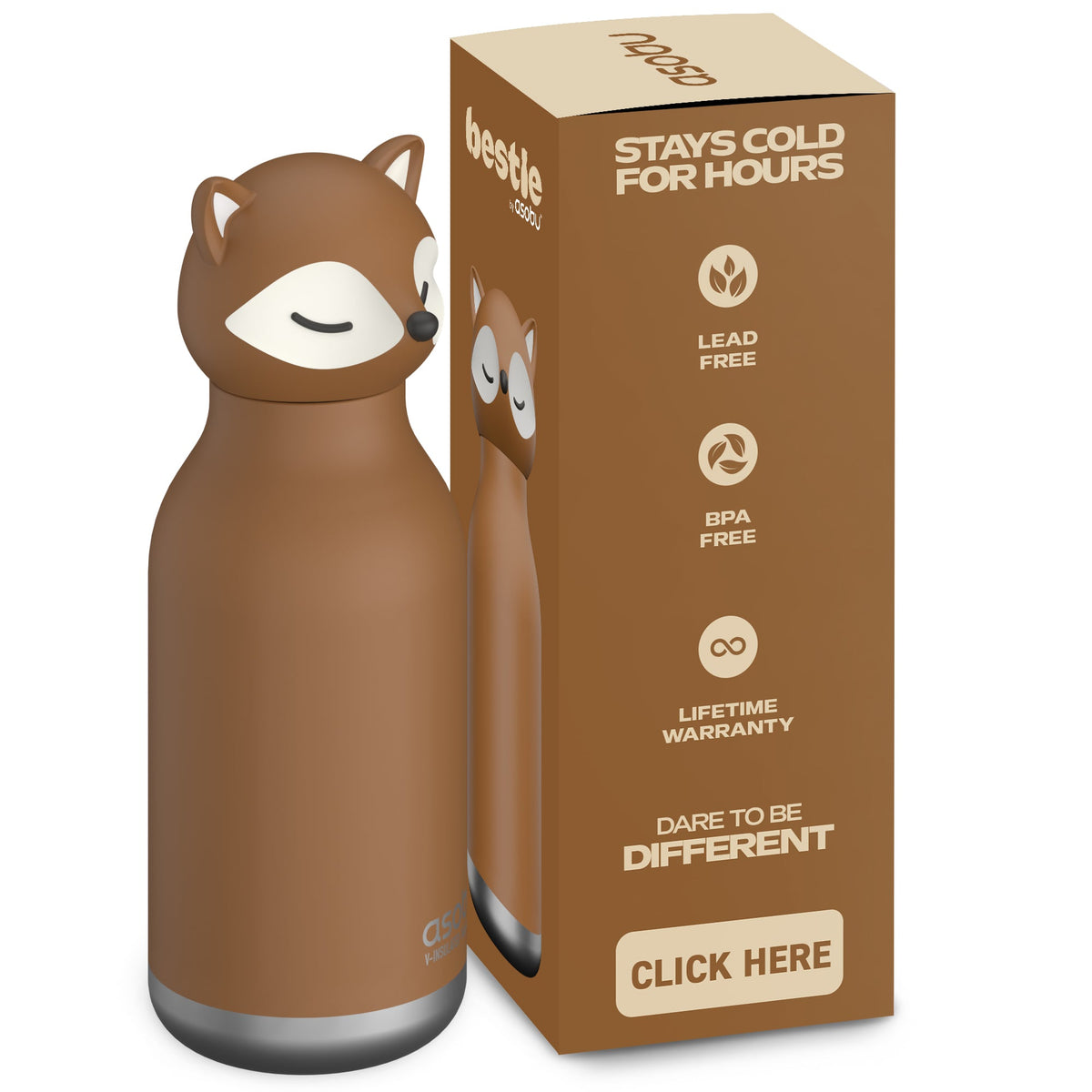 Asobu® Kindertrinkflasche BESTIE mit Strohhalm 460ml - FUCHS - Sir Henrys