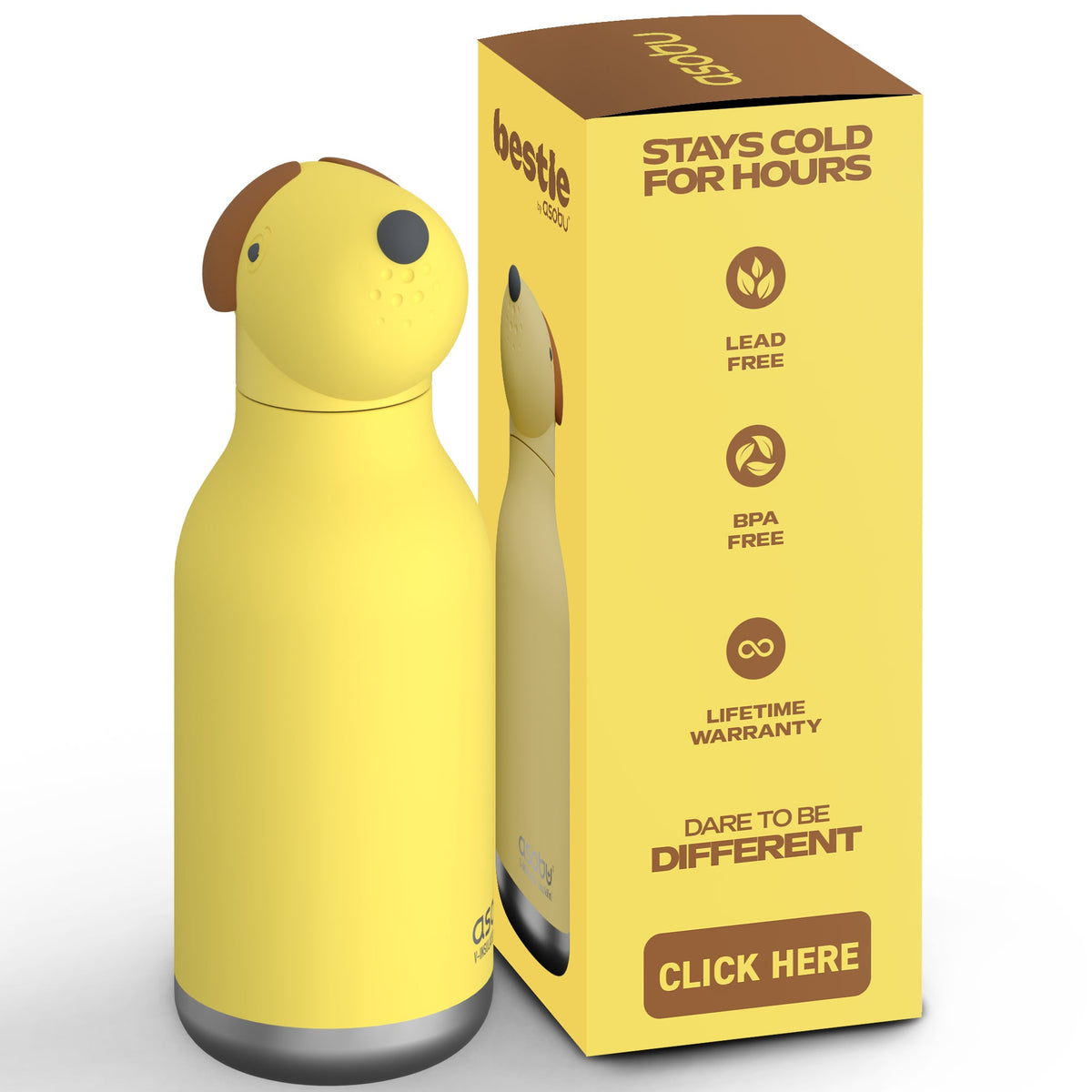 Asobu® Kindertrinkflasche BESTIE mit Strohhalm 460ml - HUND - Sir Henrys