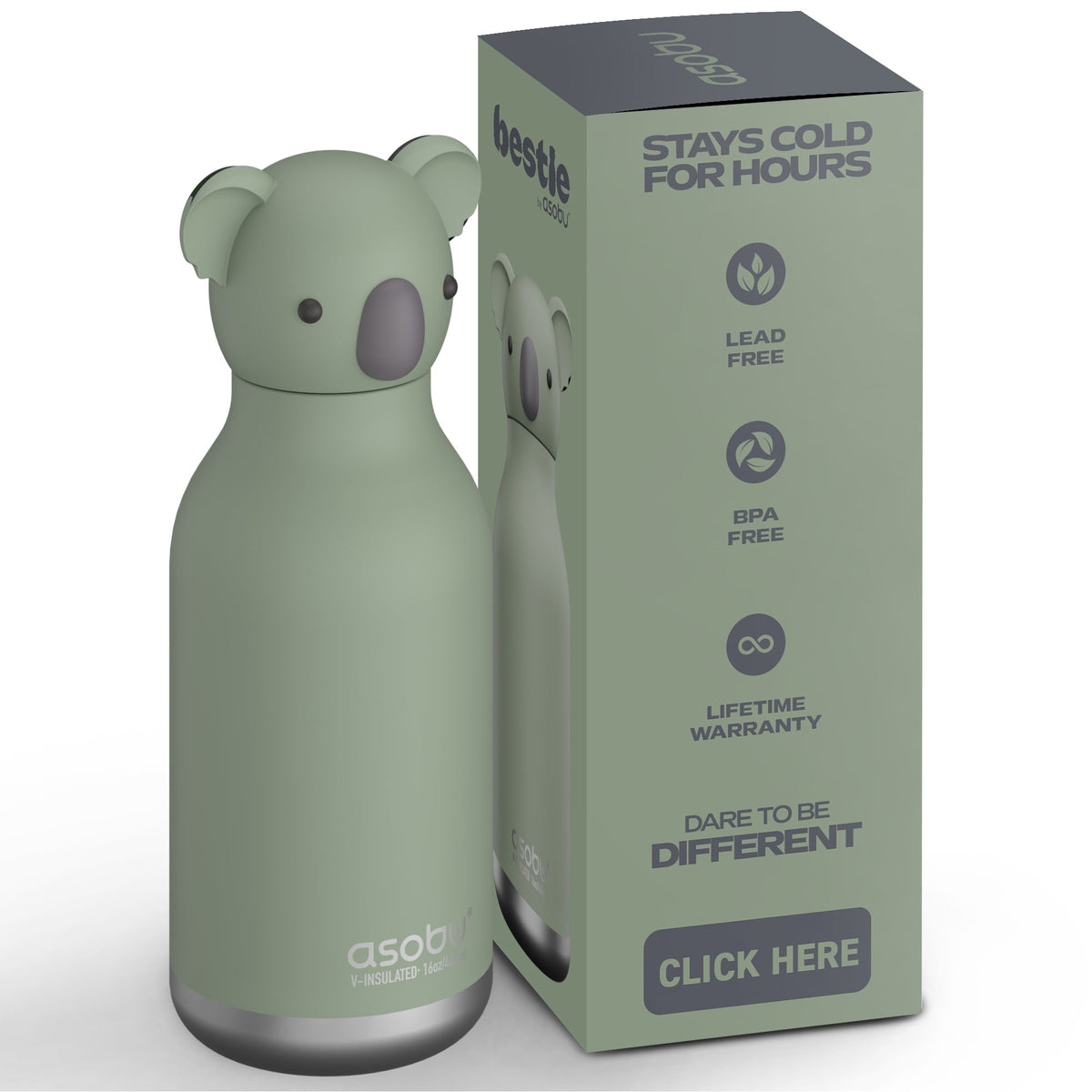 Asobu® Kindertrinkflasche BESTIE mit Strohhalm 460ml - KOALA - Sir Henrys