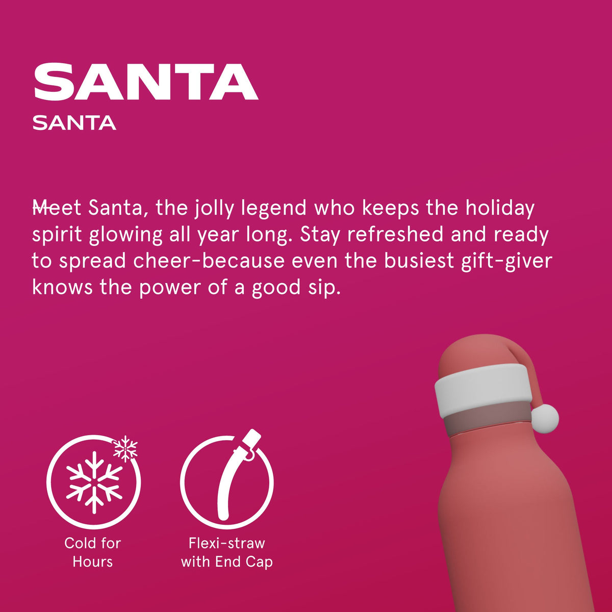 Asobu® Kindertrinkflasche BESTIE mit Strohhalm 460ml - SANTA - Sir Henrys