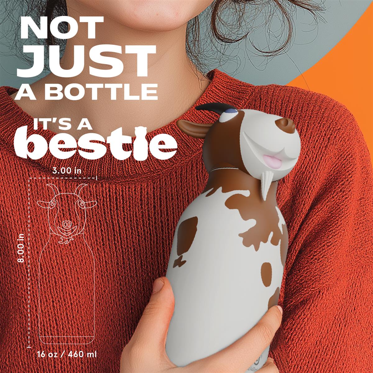 Asobu® Kindertrinkflasche BESTIE mit Strohhalm 460ml - ZIEGE - Sir Henrys