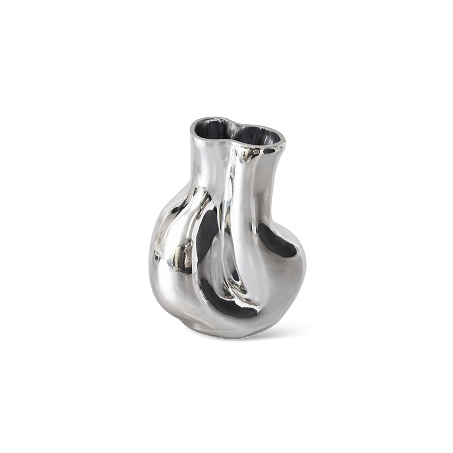 HKliving Vase GLEAM chrome silber | 17x10,3x22cm