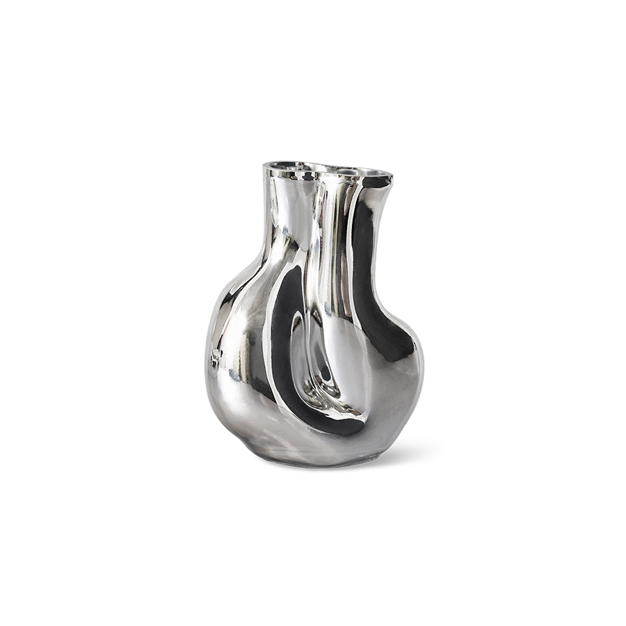 HKliving Vase GLEAM chrome silber | 17x10,3x22cm