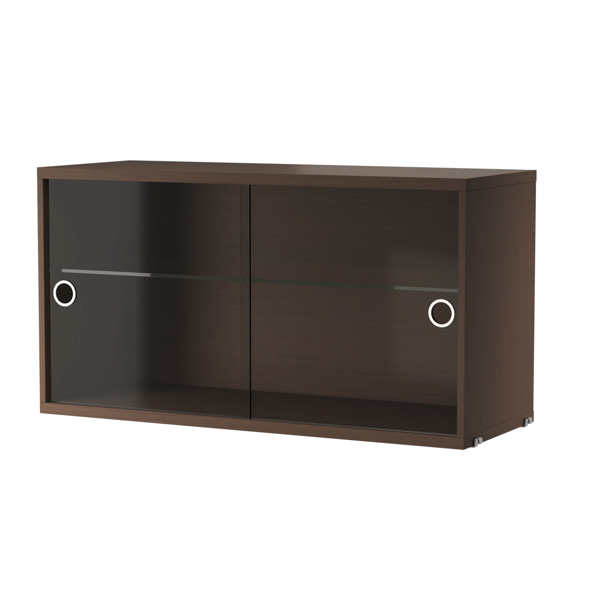 String Furniture Schrank mit Schiebetüren aus Glas B78 x T30 x H42, Dunkel gebeizte eiche