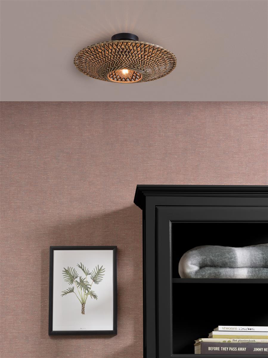Good&Mojo Deckenlampe BALI natur schwarz | 44x44x15cm