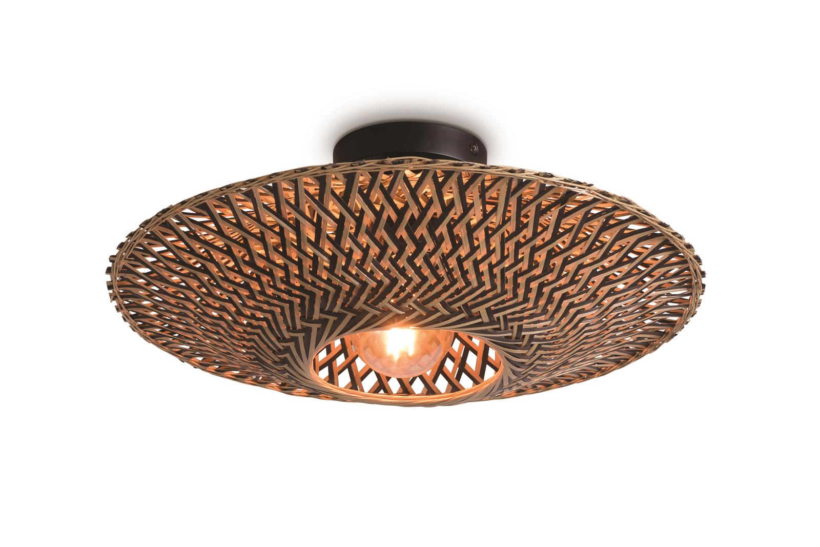 Good&Mojo Deckenlampe BALI natur schwarz | 44x44x15cm