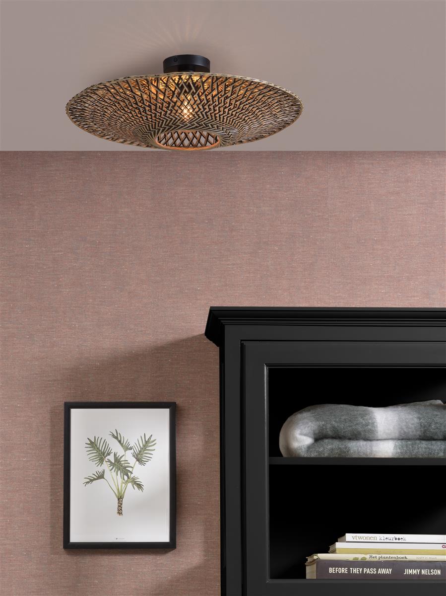 Good&Mojo Deckenlampe BALI natur schwarz | 60x60x18cm