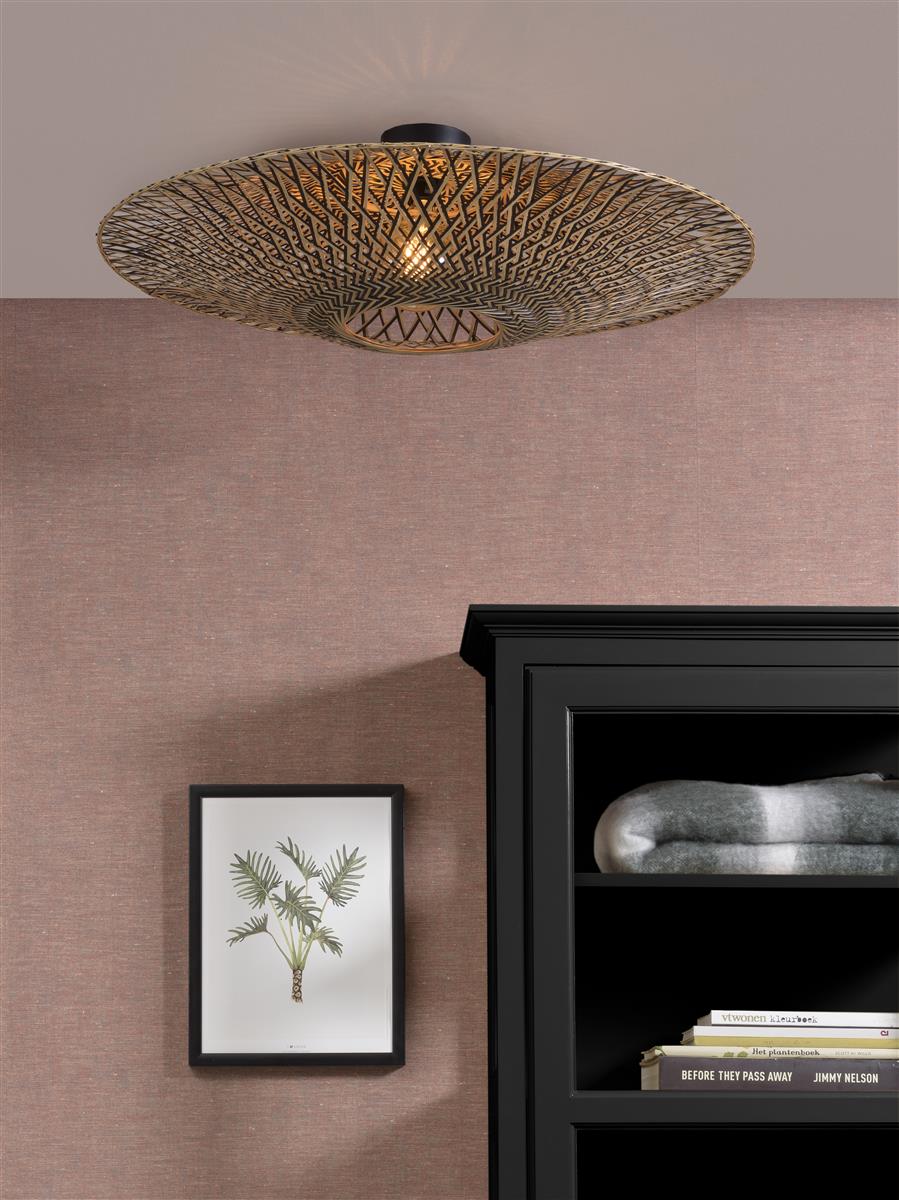 Good&Mojo Deckenlampe BALI natur schwarz | 87x87x23cm