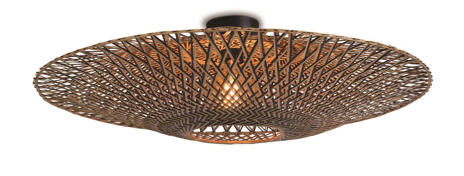 Good&Mojo Deckenlampe BALI natur schwarz | 87x87x23cm