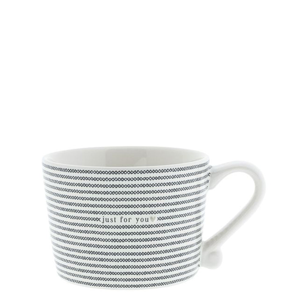 Bastion Collections Tasse Stripes JUST FOR YOU weiß/schwarz| Ø 8.5x6 cm