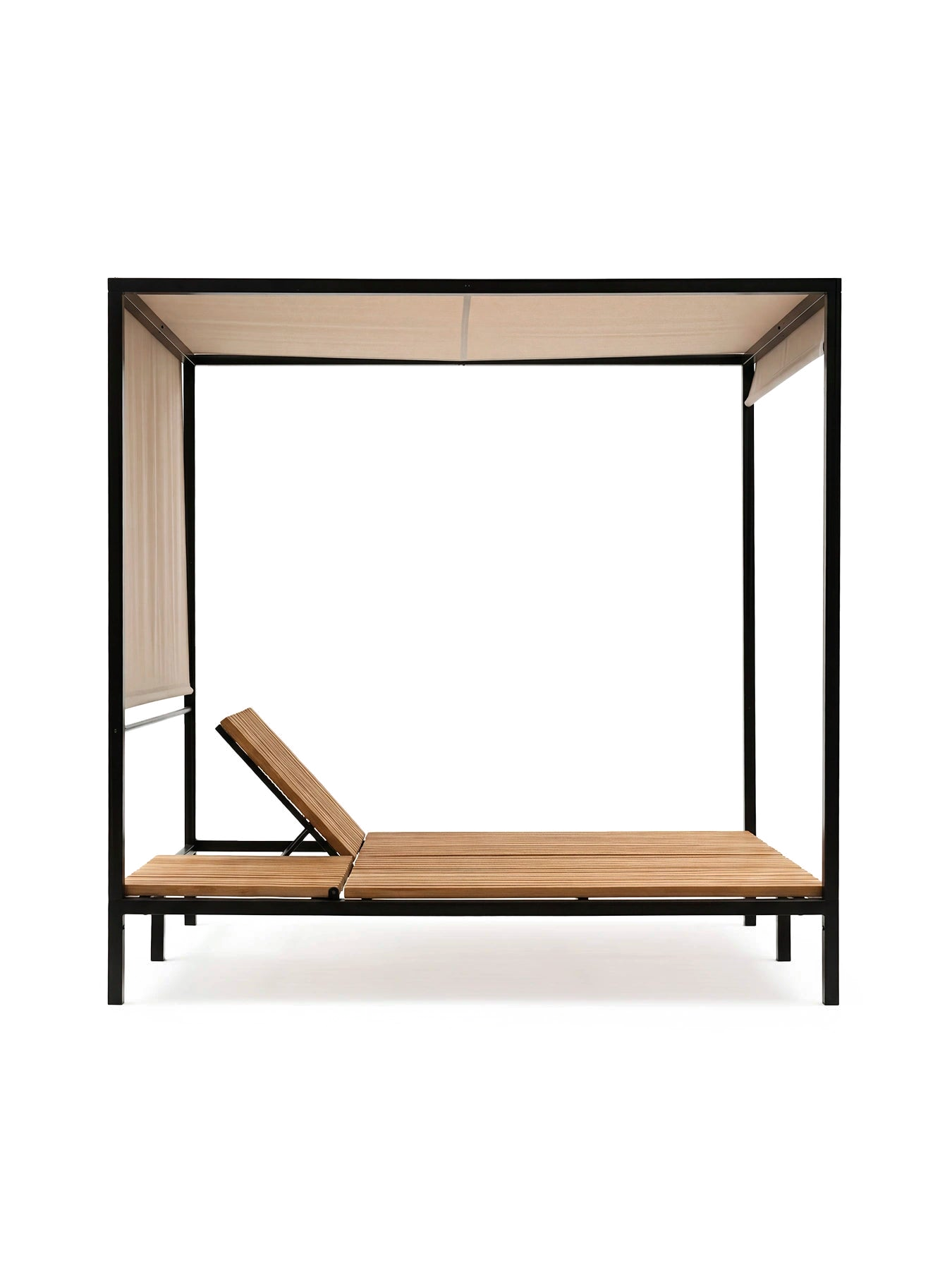 by Crea® Doppel-Sonnenliege BAZO Schwarzes Gestell & Teak