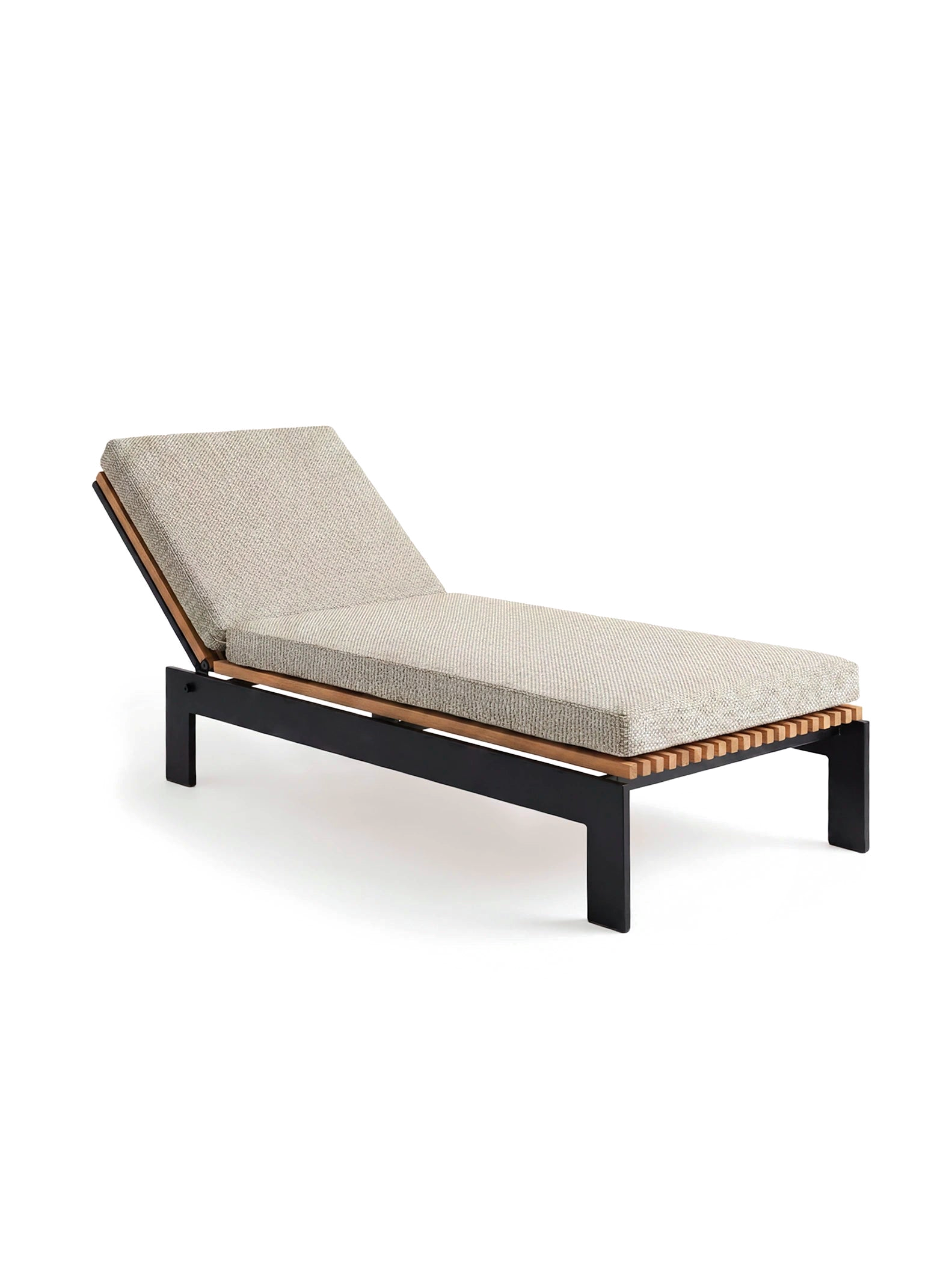 by Crea® Sonnenliege BAZO Schwarzes Gestell & Teak | 196 cm