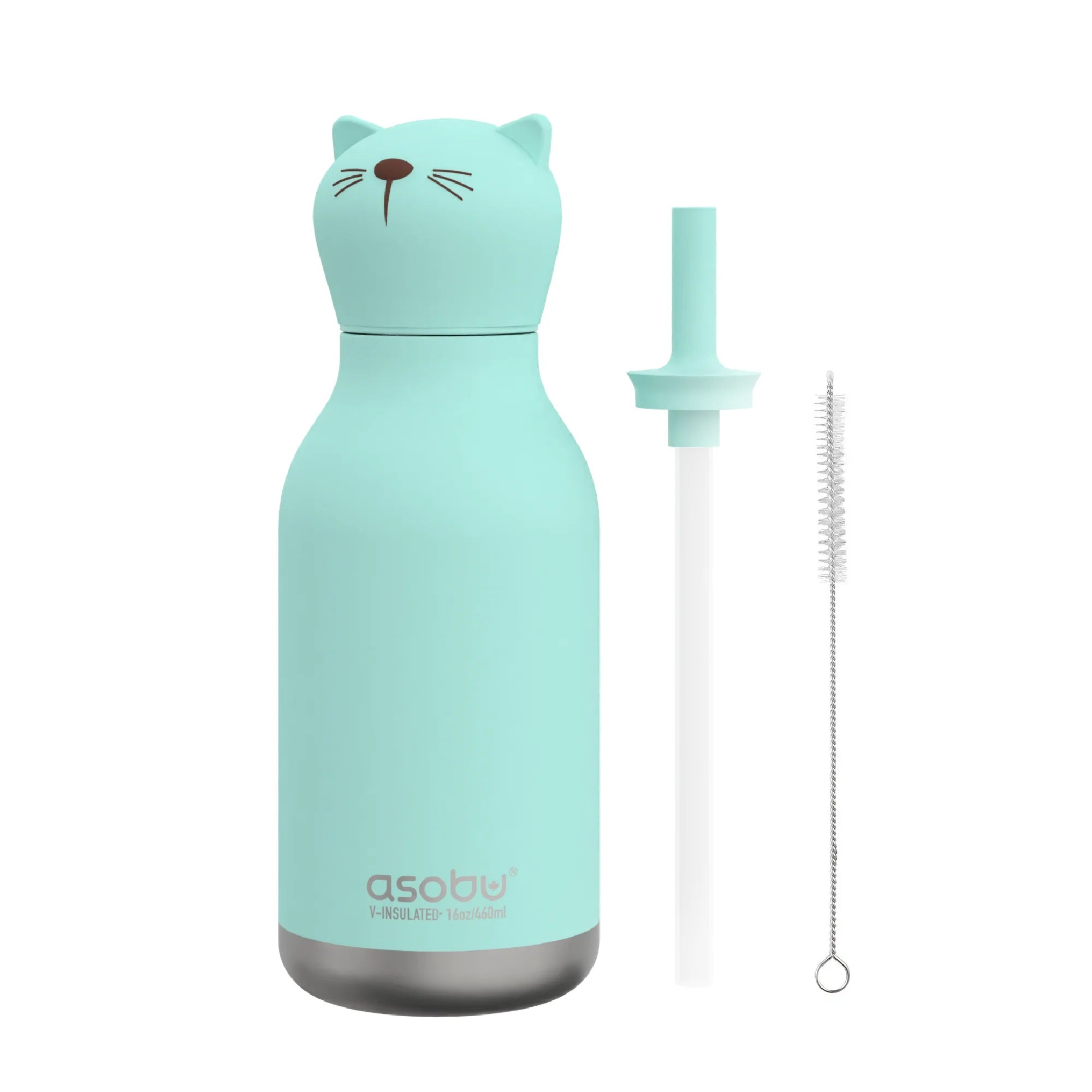 Asobu® Kindertrinkflasche BESTIE mit Strohhalm 460ml - KATZE
