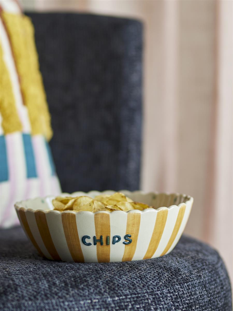 Bloomingville Schale CHIPS gelb gestreift | Ø24x7cm - Sir Henrys
