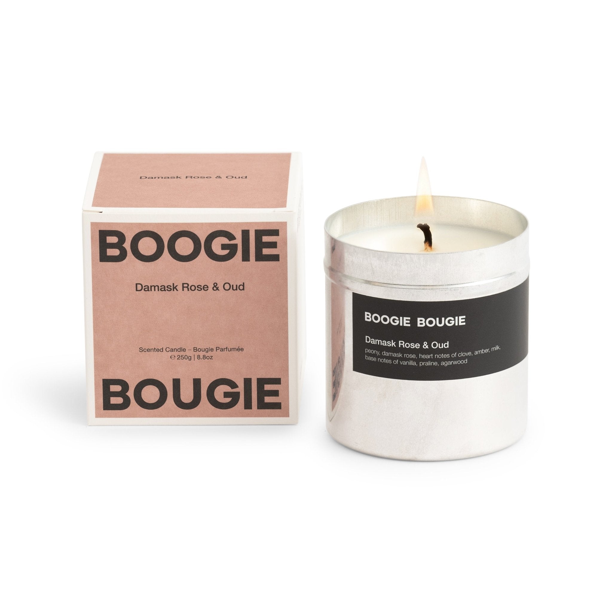 Boogie Bougie Duftkerze DAMASK ROSE & OUD | Ø7,5x8cm 250g - Sir Henrys