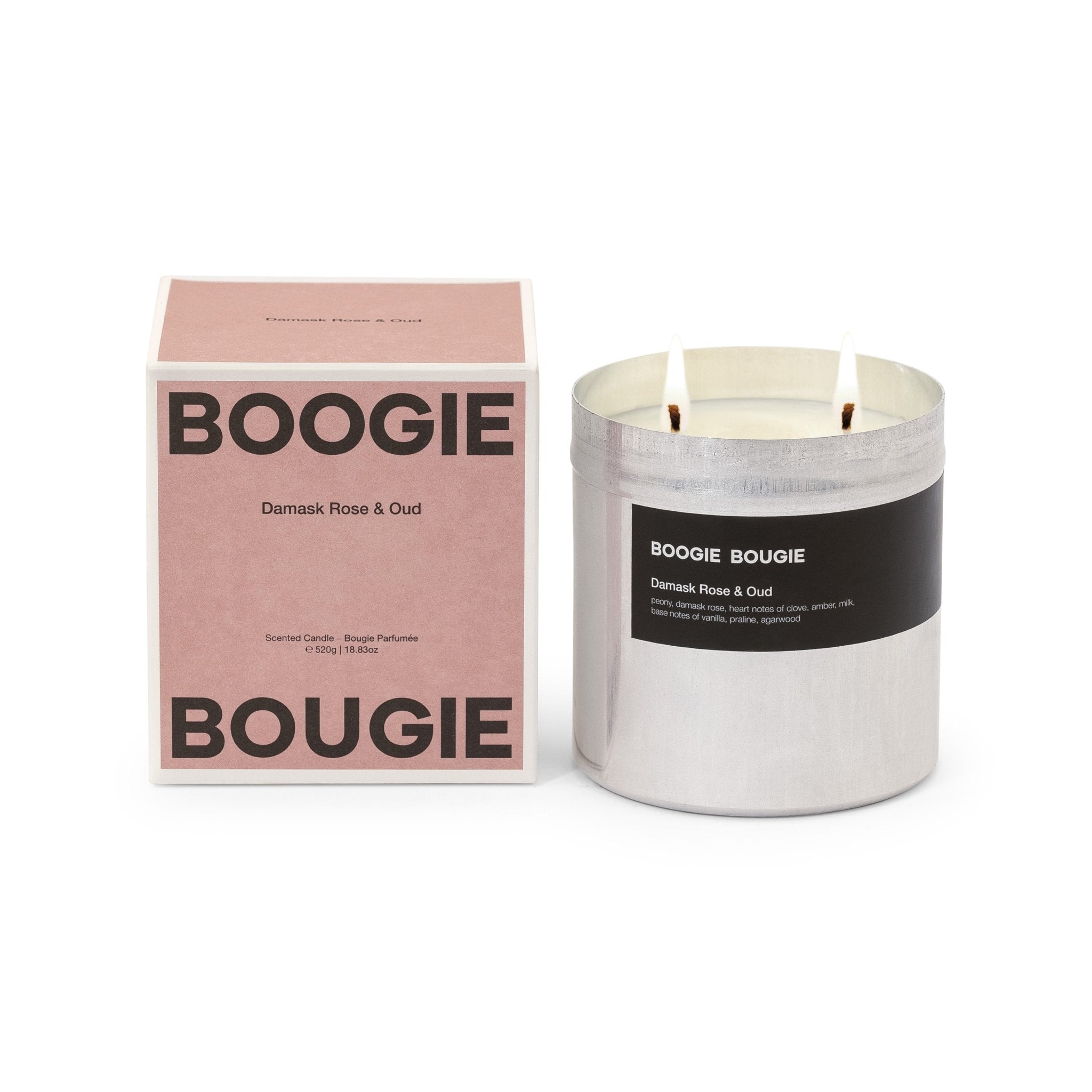 Boogie Bougie Duftkerze DAMASK ROSE & OUD | Ø9,6x10cm 520g - Sir Henrys