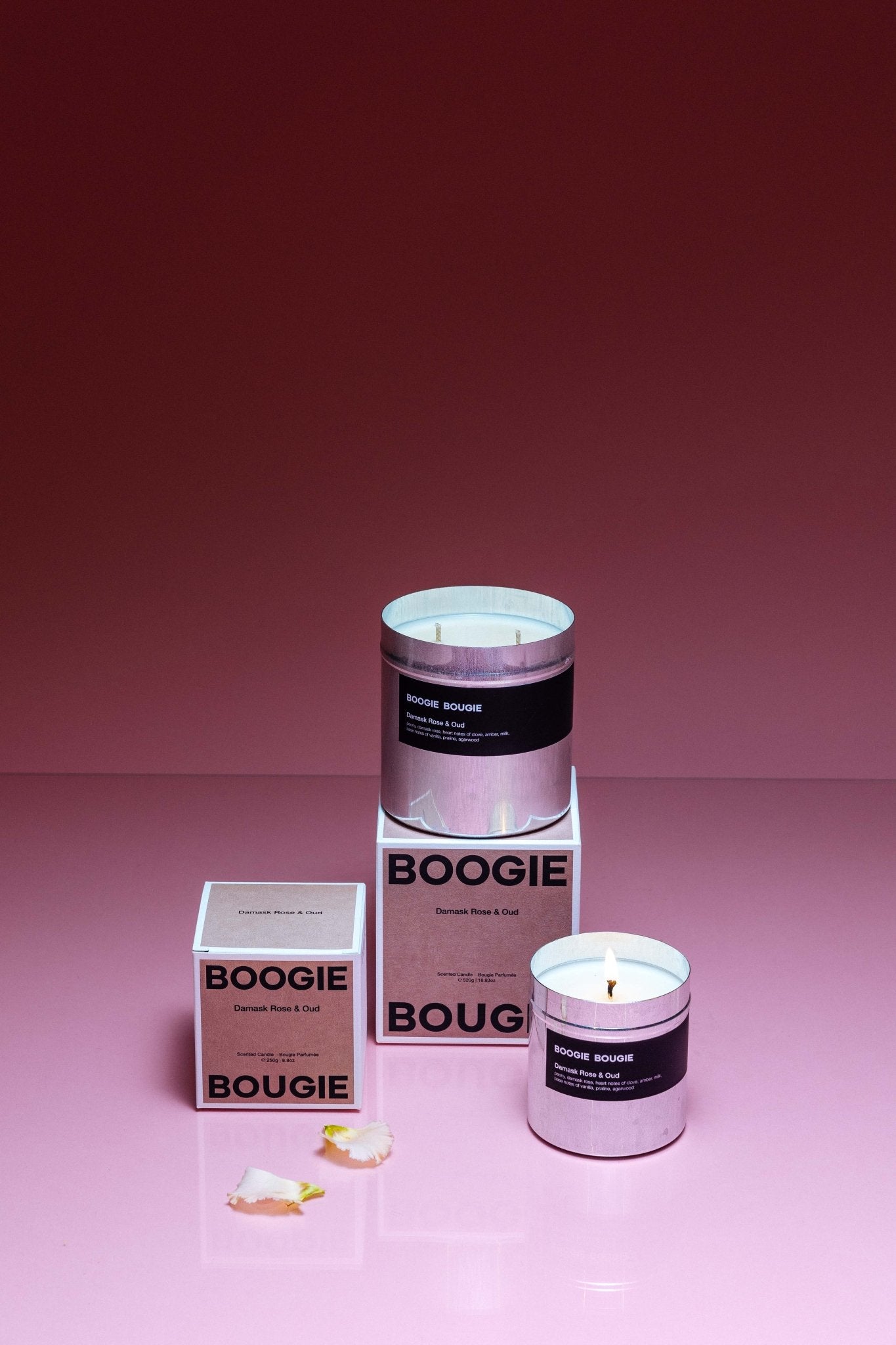 Boogie Bougie Duftkerze DAMASK ROSE & OUD | Ø9,6x10cm 520g - Sir Henrys