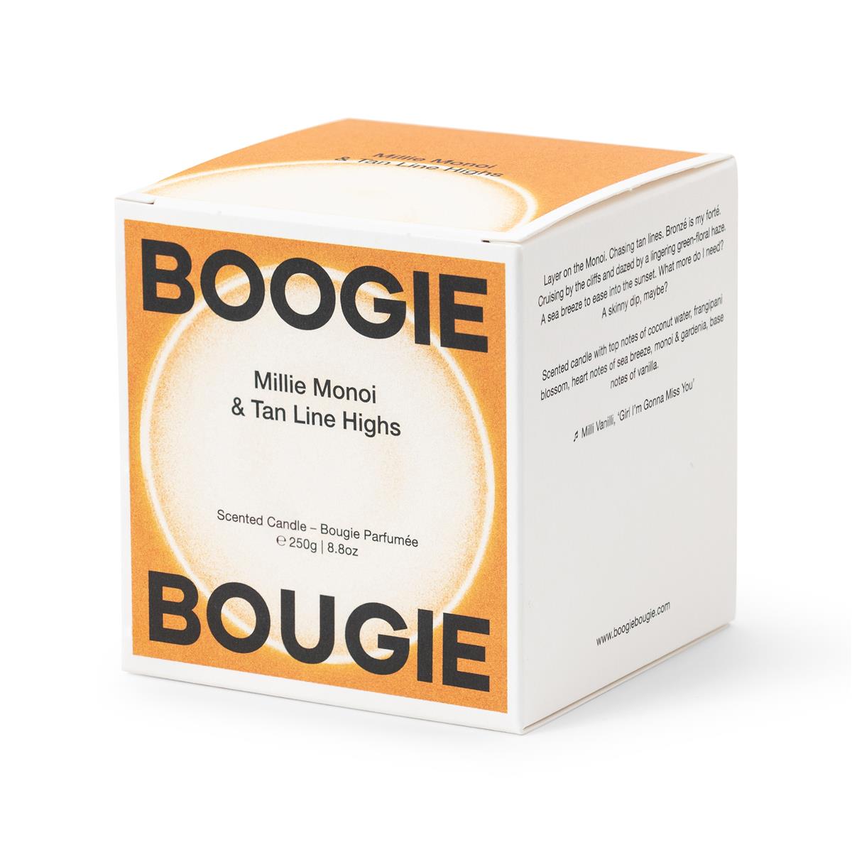 Boogie Bougie Duftkerze MILLIE MONOI & TAN LINE HIGHS | Ø7,5x8cm 250g - Sir Henrys