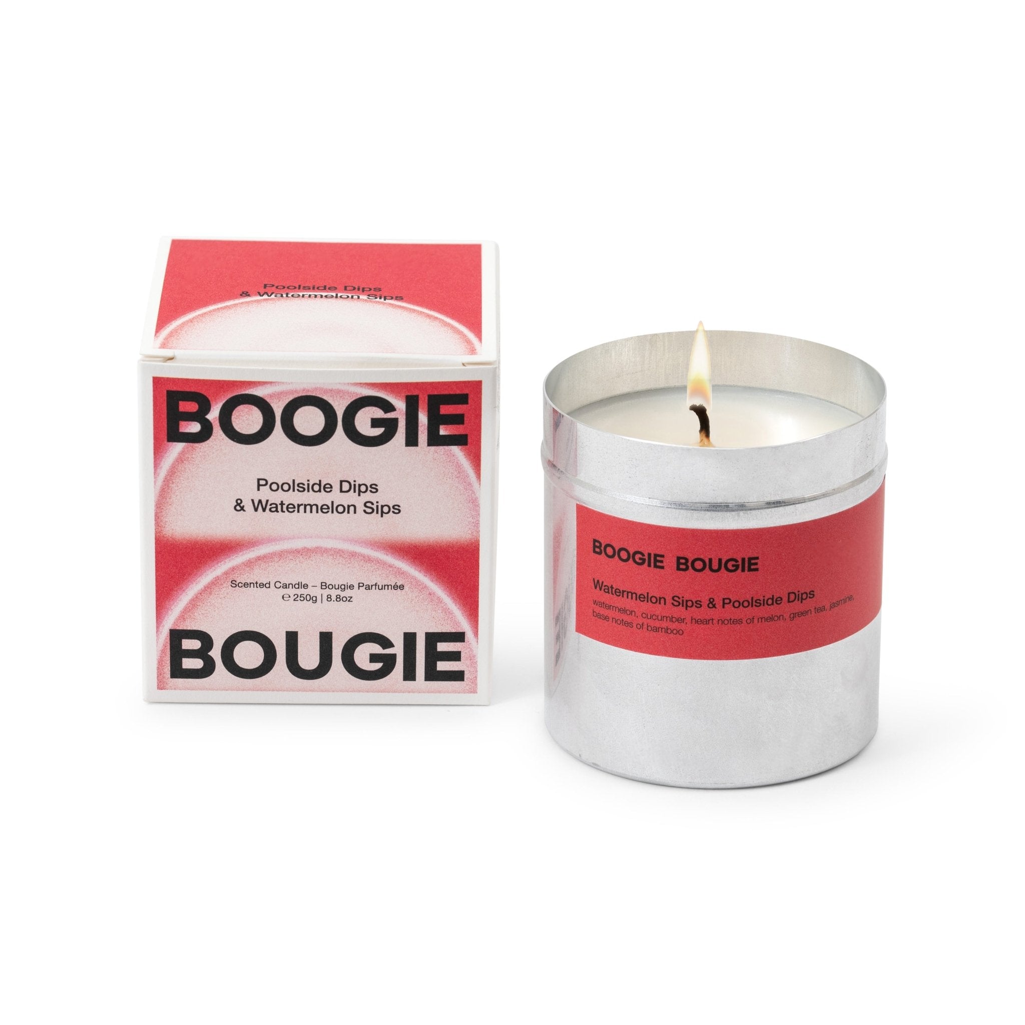 Boogie Bougie Duftkerze POOLSIDE DIPS & WATERMELON SIPS | Ø7,5x8cm 250g - Sir Henrys