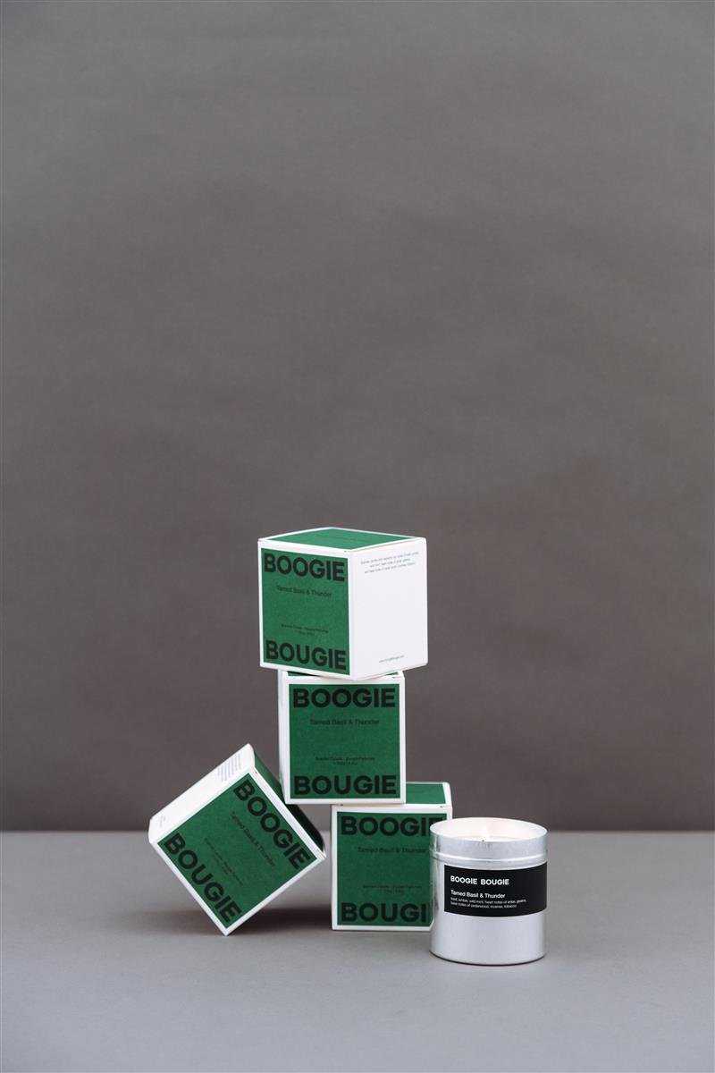 Boogie Bougie Duftkerze TAMED BASIL & THUNDER | Ø7,5x8cm 250g - Sir Henrys