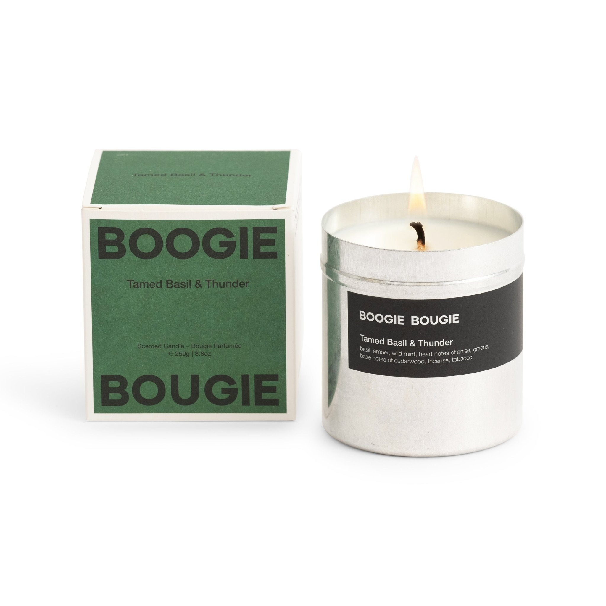 Boogie Bougie Duftkerze TAMED BASIL & THUNDER | Ø7,5x8cm 250g - Sir Henrys