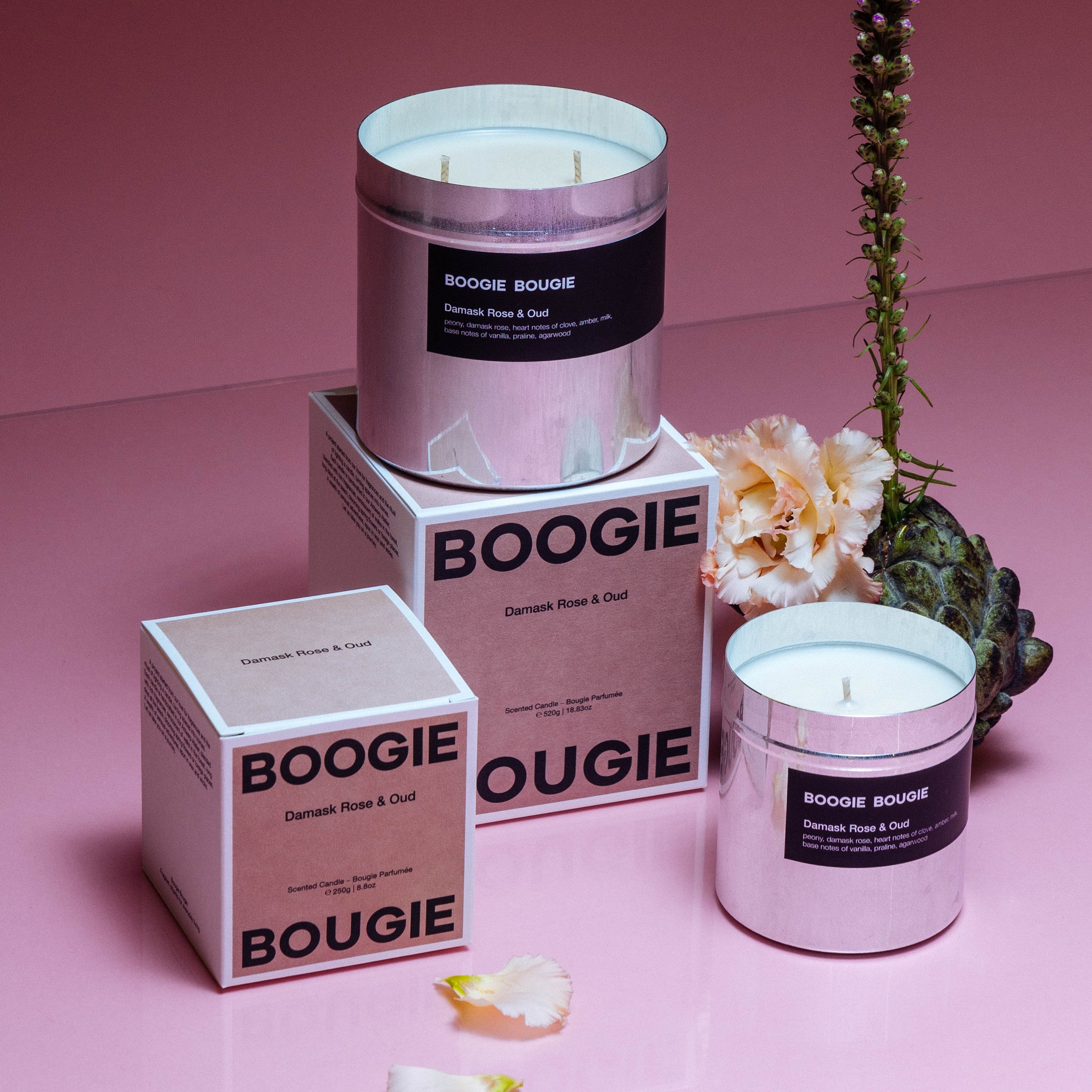 Boogie Bougie Duftkerze DAMASK ROSE & OUD | Ø9,6x10cm 520g