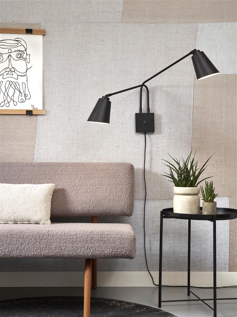 It's about RoMi Wandleuchte BREMEN schwarz | 130x60x49cm
