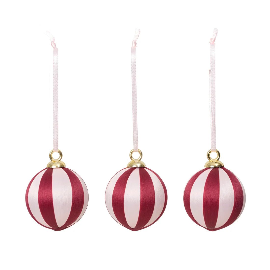 Broste Copenhagen Christbaumschmuck JOY 3er Set rot - rosa | Ø4,7 x5 cm - Sir Henrys