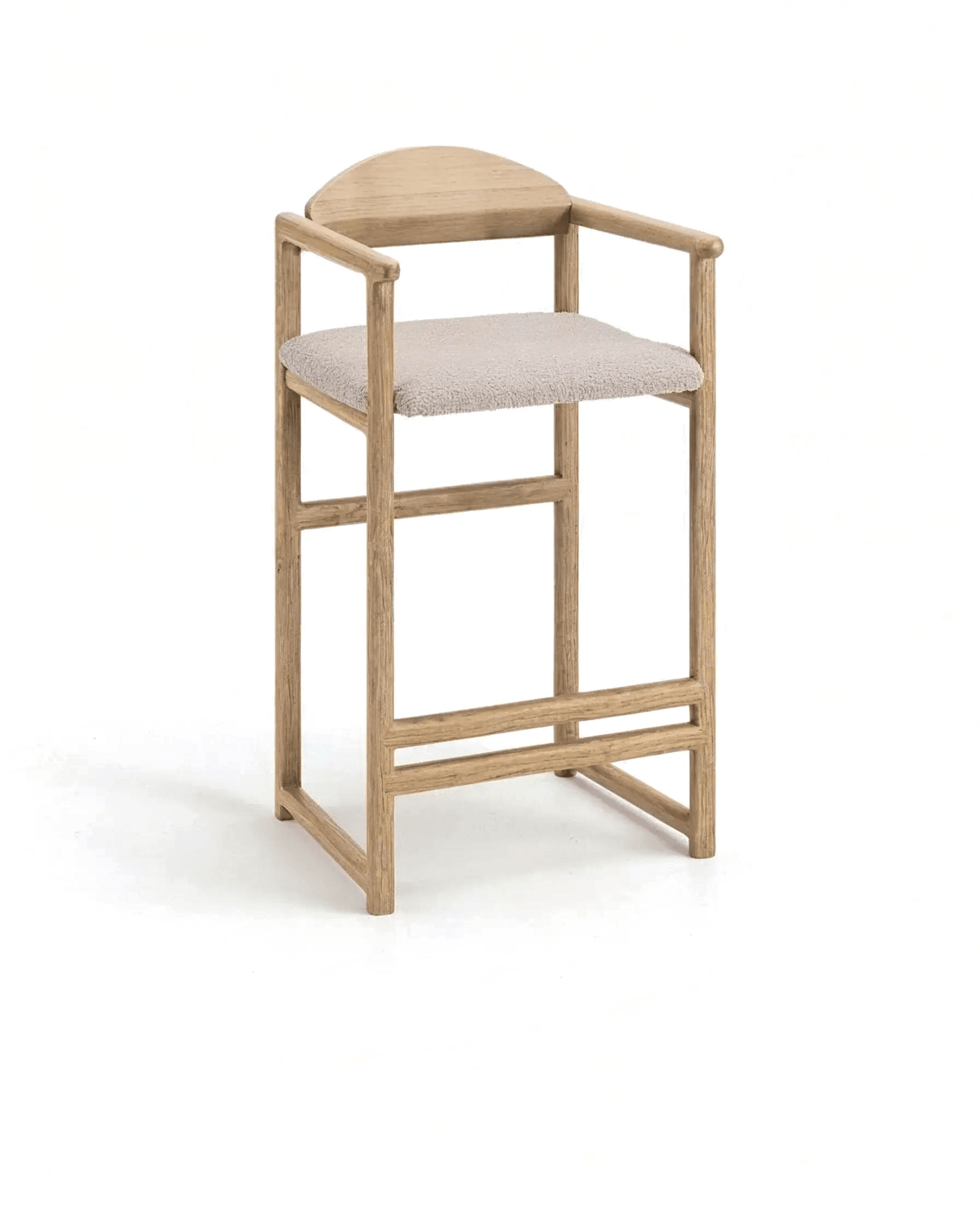 by Crea® Barhocker CARL Eiche Natur Bouclé Greige - Sir Henrys