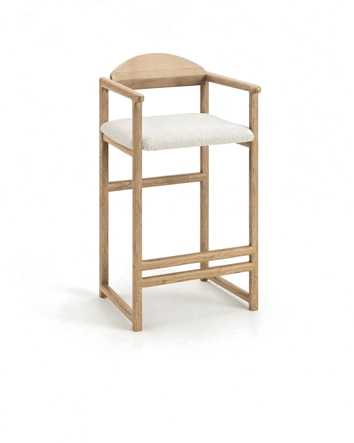by Crea® Barhocker CARL Eiche Natur Bouclé Ivory - Sir Henrys