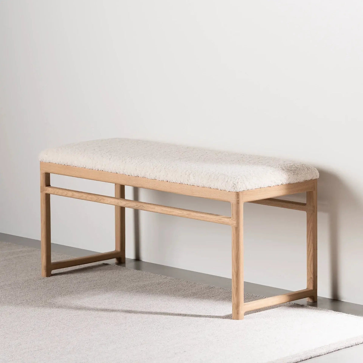 by Crea® Holzbank ALVA Eiche Natur Bouclé Ivory - Sir Henrys