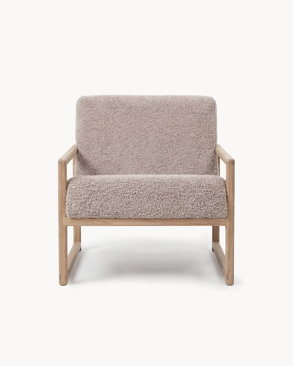 by Crea® Sessel EINAR Eichenrahmen Greige Bouclé-Kissen - Sir Henrys