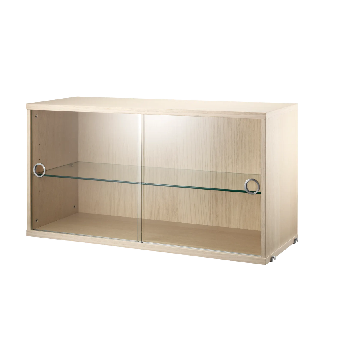 String Furniture Schrank mit Schiebetüren aus Glas B78 x T30 x H42, Esche