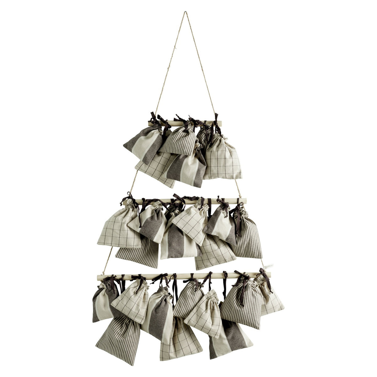 Tine K Home Adventskalender XMAS TREE 24 Stoffbeutel natur |19x6x75cm