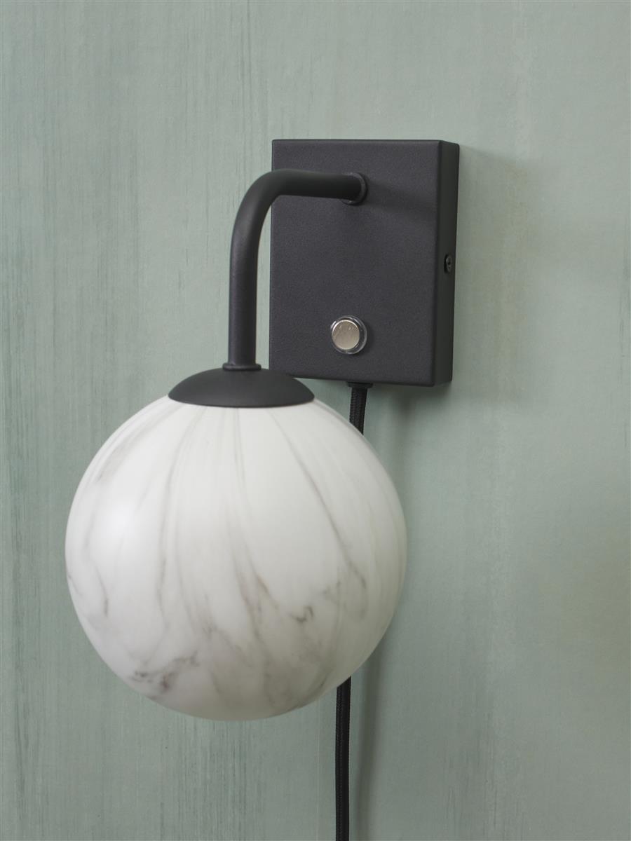 It's about RoMi Wandleuchte CARRARA schwarz | 12x18x21cm