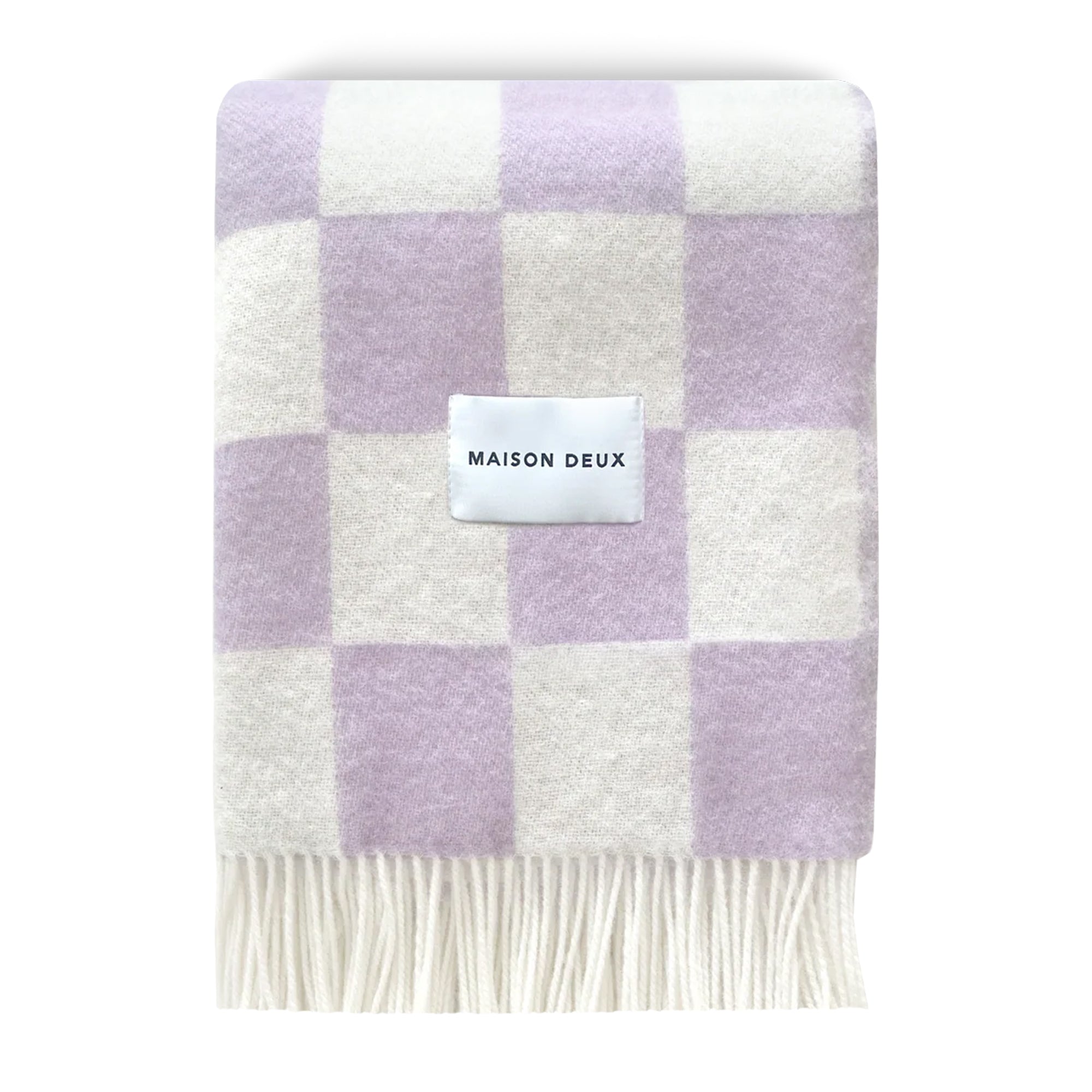 Maison Deux Kuscheldecke CHECKERBOARD flieder creme | 130x200cm