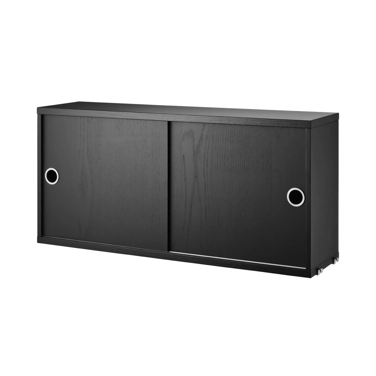 String Furniture Schrank mit Schiebetüren B78 x T20 x H37, Schwarz gebeizte Esche