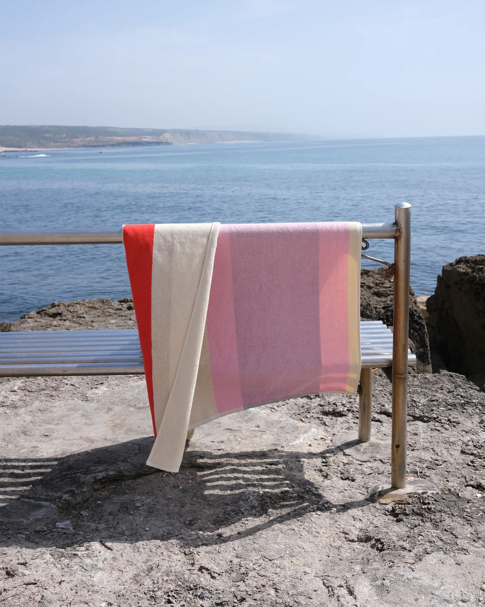 Suite702 Strandtuch RED creme gestreift | 90x180cm