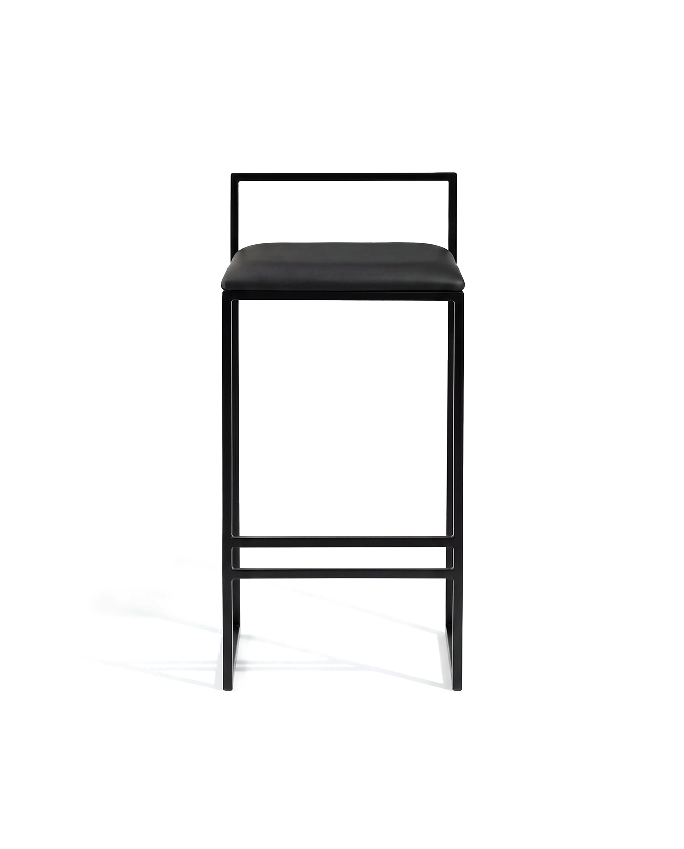 by Crea® Barhocker FREJA Schwarzer Rahmen Jade Schwarzes Lederkissen